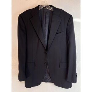 Canali‎ Navy Blazer Size 34R Virgin Wool Water Resistant 2 Button Solid Navy